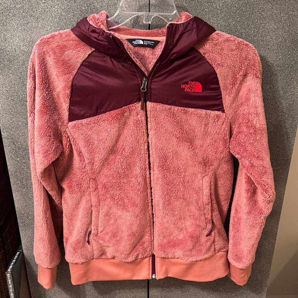 The North Face Coral and Burgundy Fleece Hoodie